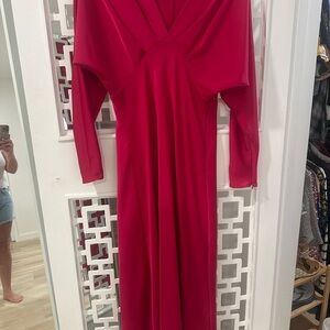 Zara Vibrant Bright Pink Long Sleeve Dress